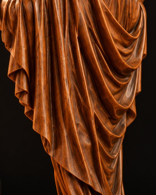 Deep, flowing folds of the robe